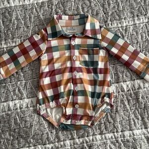 Multicolor Checkered Kids One Piece Fall 0-3 mo